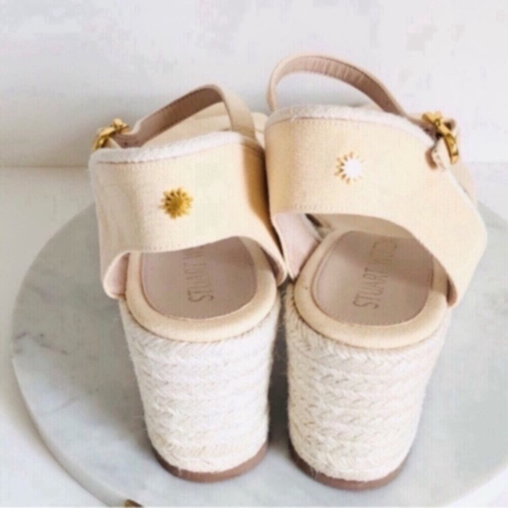 STUART WEITZMAN MIRELLA Cream Crisscross Wedge Espadrille Sandals - Picture 12 of 16